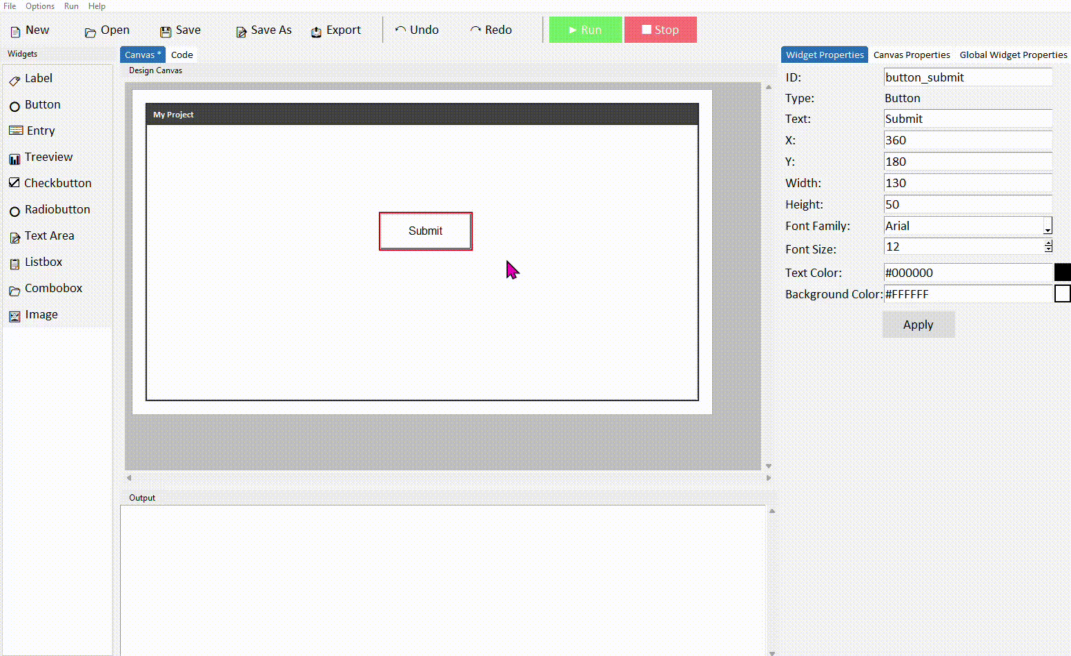 Finding the button command function in the code tab