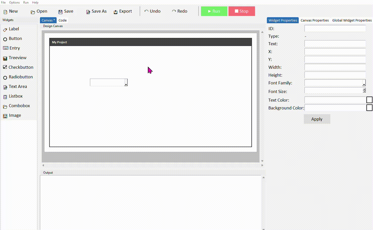 Renaming the combobox in the properties panel