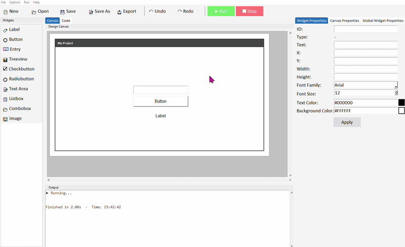 Running the app, typing a name, label updates