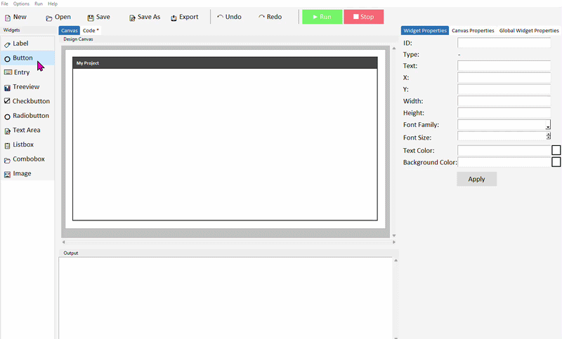 Adding a button to the canvas and setting its ID