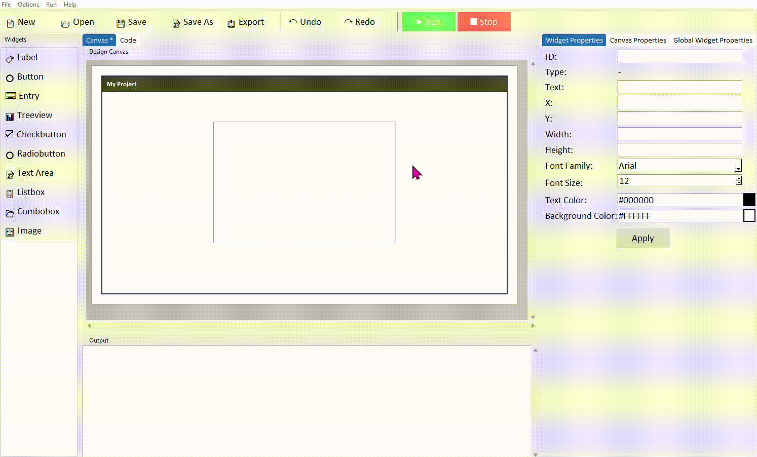 Renaming the text area in the properties panel